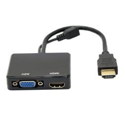 HDMI to VGA & HDMI Female Splitter & Audio Video Cable Adapt